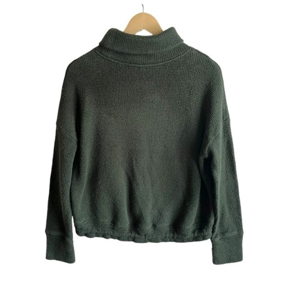 Sweaty Betty Heath Green Restful Boucle Kangaroo-Pocket Cowl Neck Sweatshirt - Picture 9 of 12